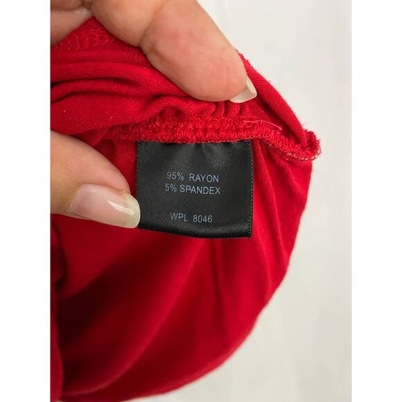 INC 3/4 Sleeve V-Neck Stretch Red 3/4 Sleeve Top Small - Picture 3 of 5